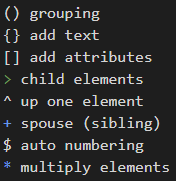 Syntax Emmet